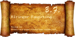 Biringer Fausztina névjegykártya